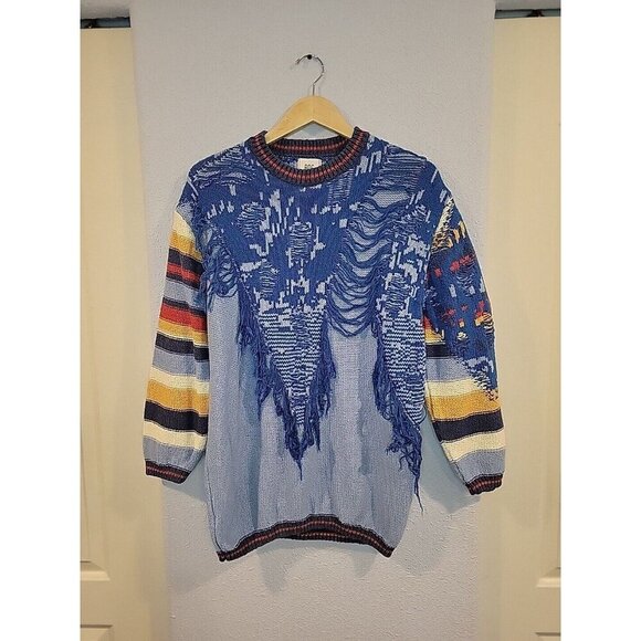 BDG Urban Outfitters Marlon Spliced Pullover Comfy Sweater Blue Size Medium - Picture 1 of 9